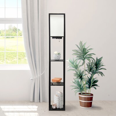 Simple Designs Etagere Organizer 62.5" Floor Lamp with Rectangular Shade, Black (LF1037-BLK-CCLB)