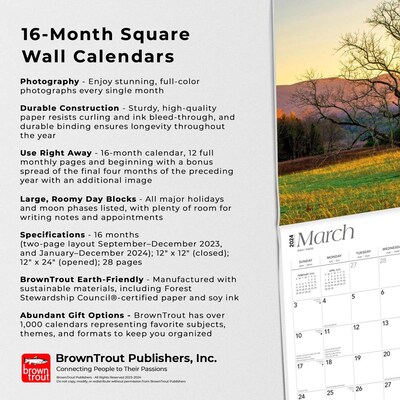 2024 BrownTrout Great Smokies 12" x 24" Monthly Wall Calendar (9781975463014)