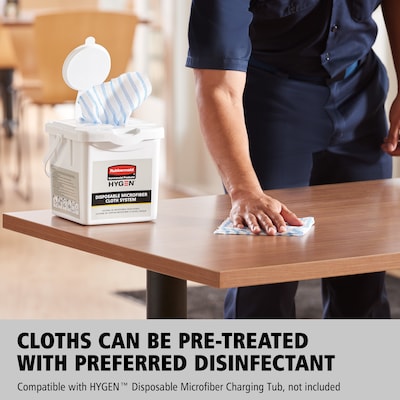 Rubbermaid HYGEN Microfiber Cleaning Cloths, 12" x 12", White/Blue, 600 Cloths/Pack (2134283)