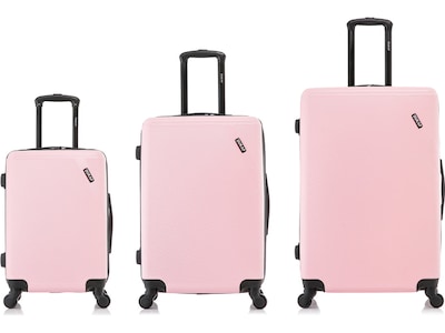 DUKAP Discovery 3-Piece Hardside Spinner Luggage Set, Pink (DKDISSML-PNK)