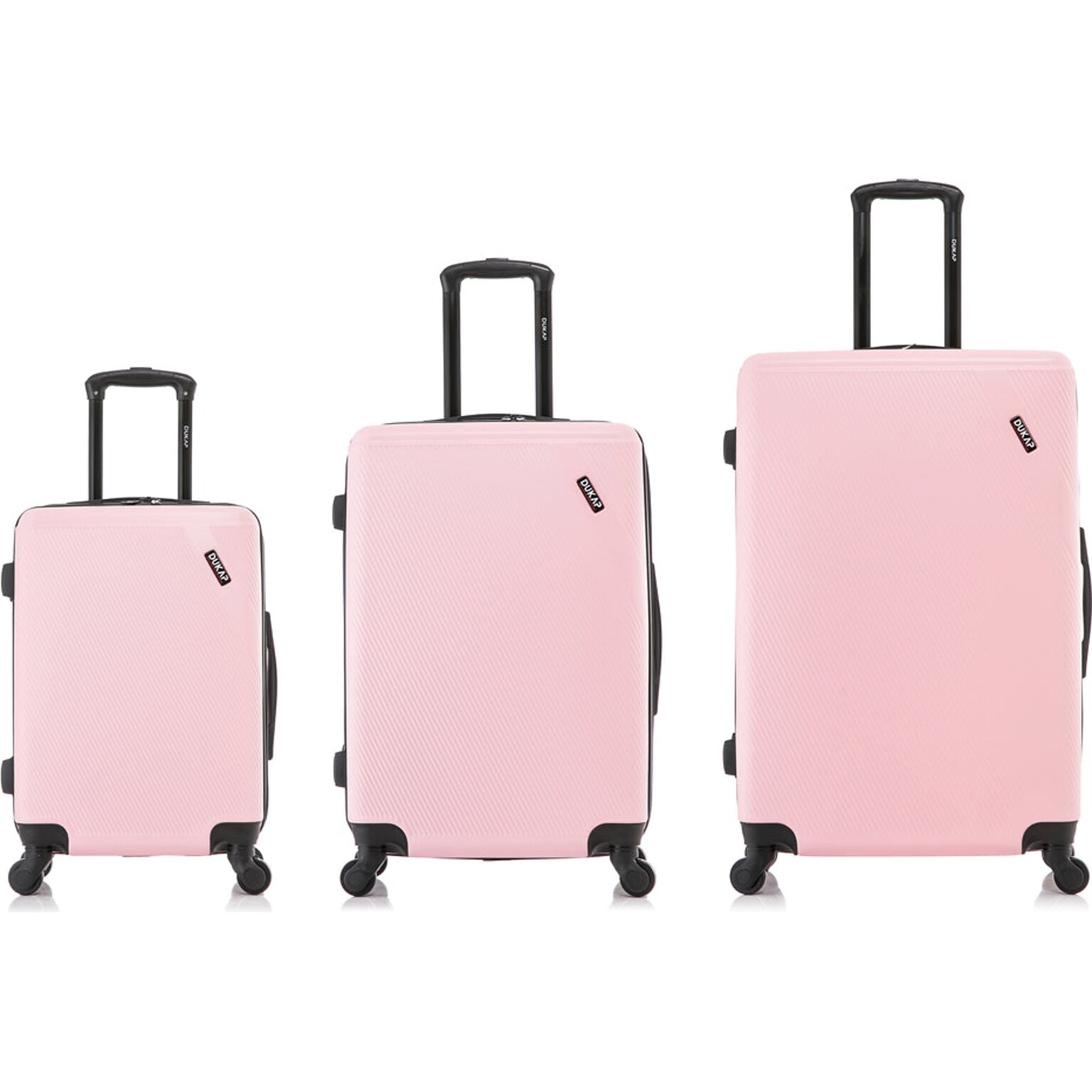 DUKAP Discovery 3-Piece Hardside Spinner Luggage Set, TSA Checkpoint Friendly, Pink (DKDISSML-PNK)