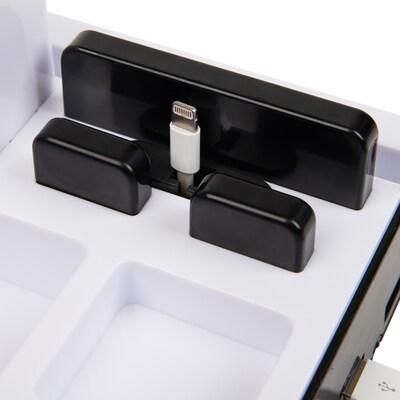 Mind Reader Foundation Collection 8-Compartment Plastic Charging Station, Black/White (USBORG-BLK)