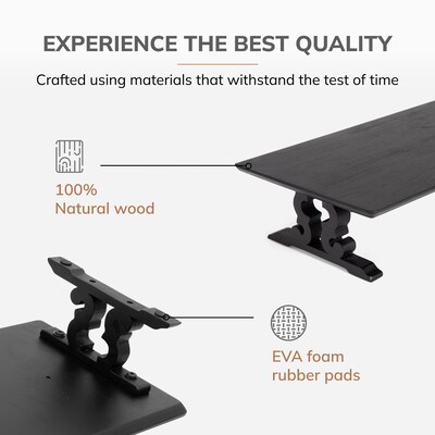 Anji Mountain Acacia Wood Monitor Stand, Up to 32" Monitor, Black (MS-BLK-02BLK)