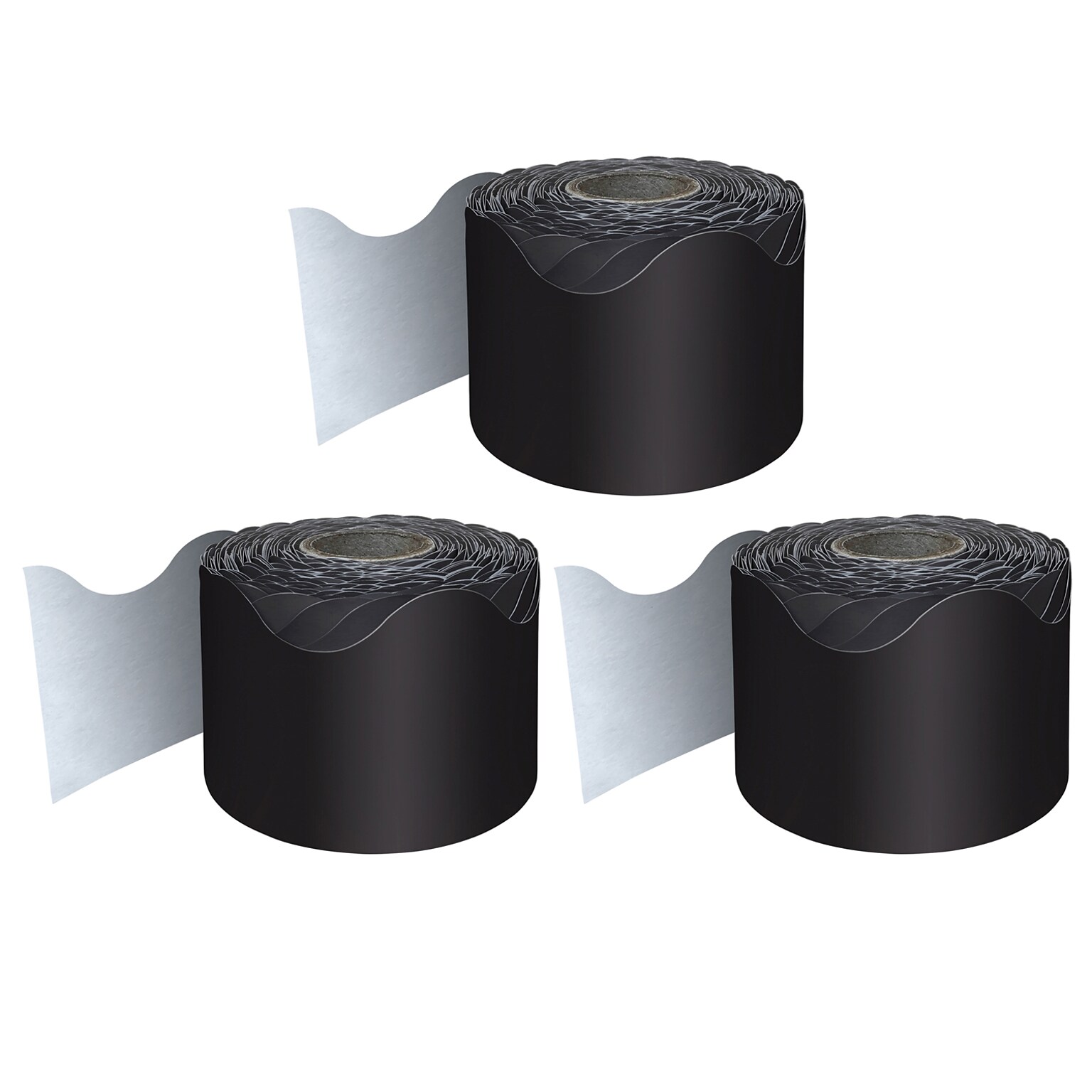 Carson Dellosa Education Rolled Scalloped Border, 2-1/4x 65, Black, 3/Bundle (CD-108472-3)