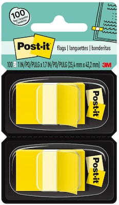 Post-it Flags, .94 Wide, Yellow, 100 Flags/Pack (680-YW2)