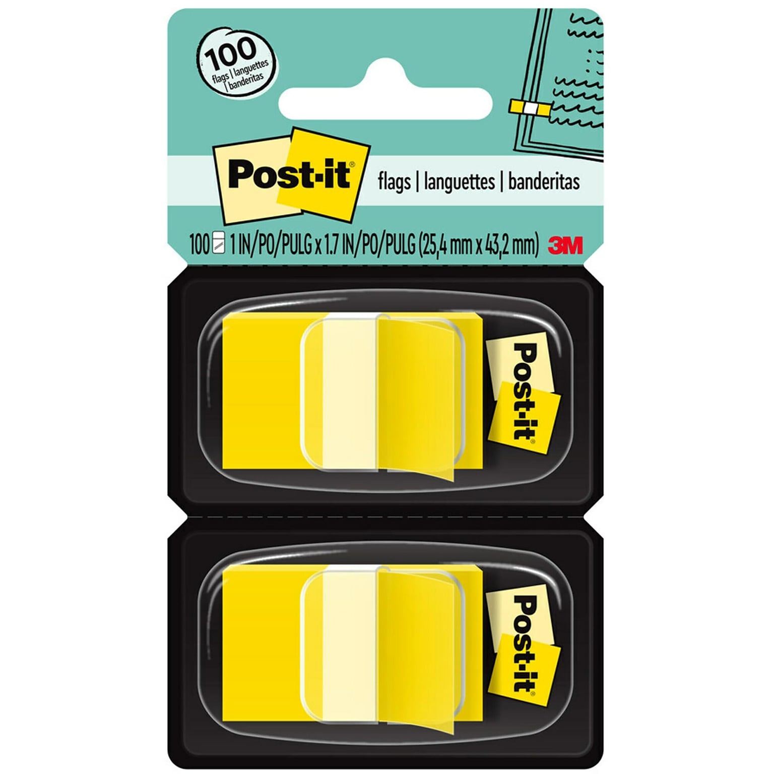 Post-it Flags, .94 Wide, Yellow, 100 Flags/Pack (680-YW2)