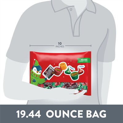 HERSHEY'S, REESE'S and ROLO Assorted Chocolate Flavored Christmas Candy Variety Bag, 19.44 oz (HEC44676)