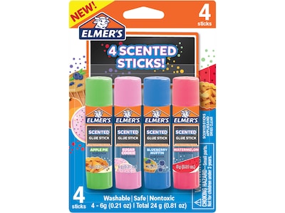 Elmers Scented Permanent Glue Sticks, Assorted Colors, 4/Pack (2142958)