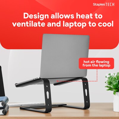 Staples TECH 11.2" x 10.2" Aluminum Laptop Stand, Black (ST62654)