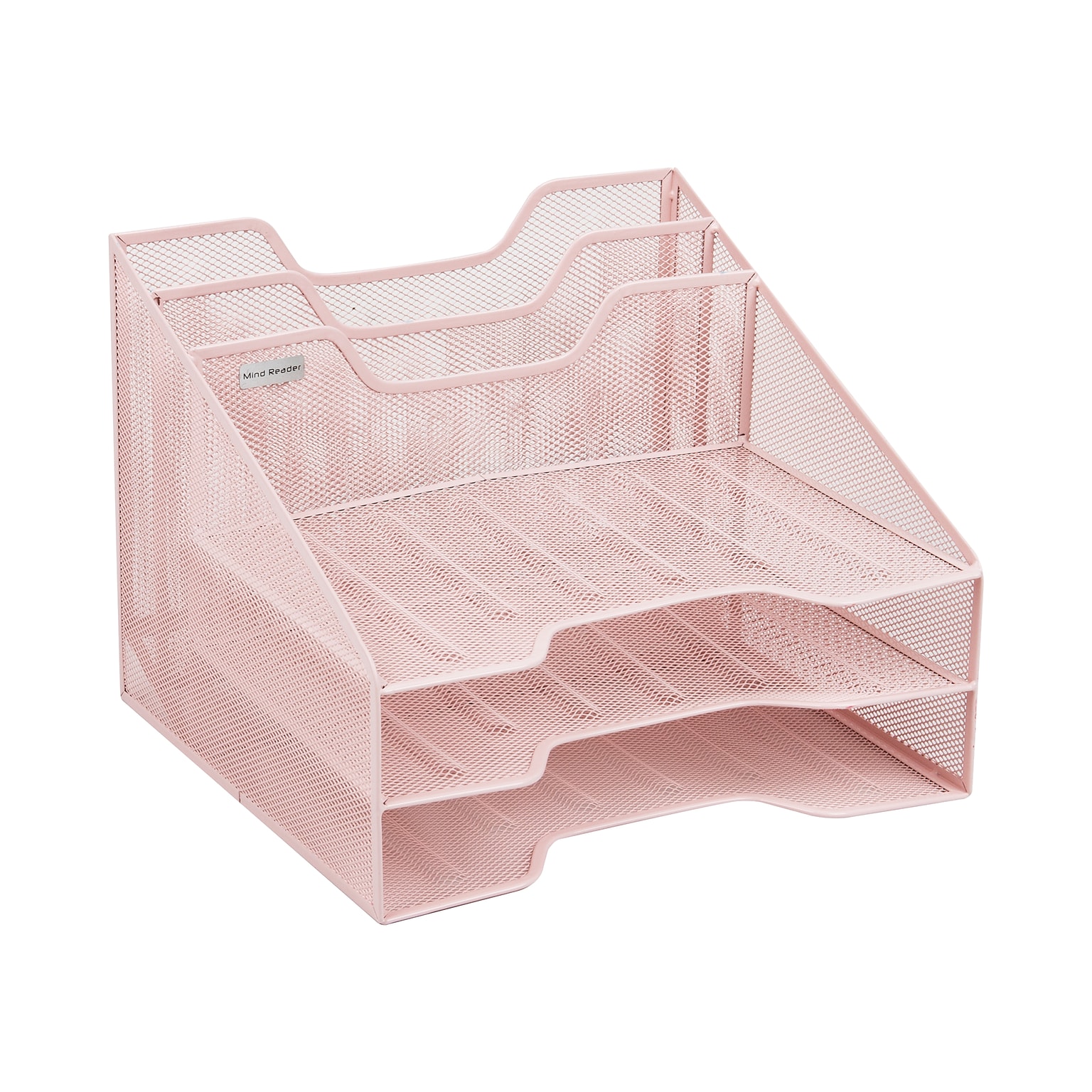 Mind Reader 5-Compartment Metal Desk Organizer, Pink (MESHBOX5-PNK)