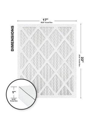 Brighton Professional™ MERV 11 17 x 22 x 1 (16.5 x 21.5) Pleated 1 Air Filter, 4/Pack (FA17X22