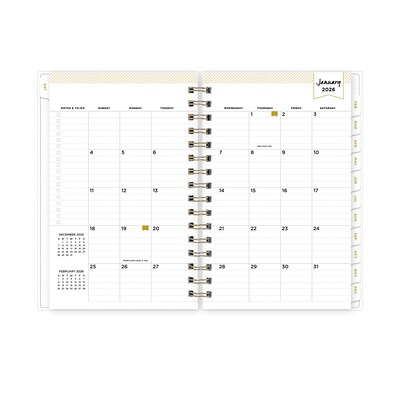 2026 Blue Sky Day Designer 5" x 8" Daily & Monthly Personal Planner, Rugby Stripe Navy Frosted (103623-26)