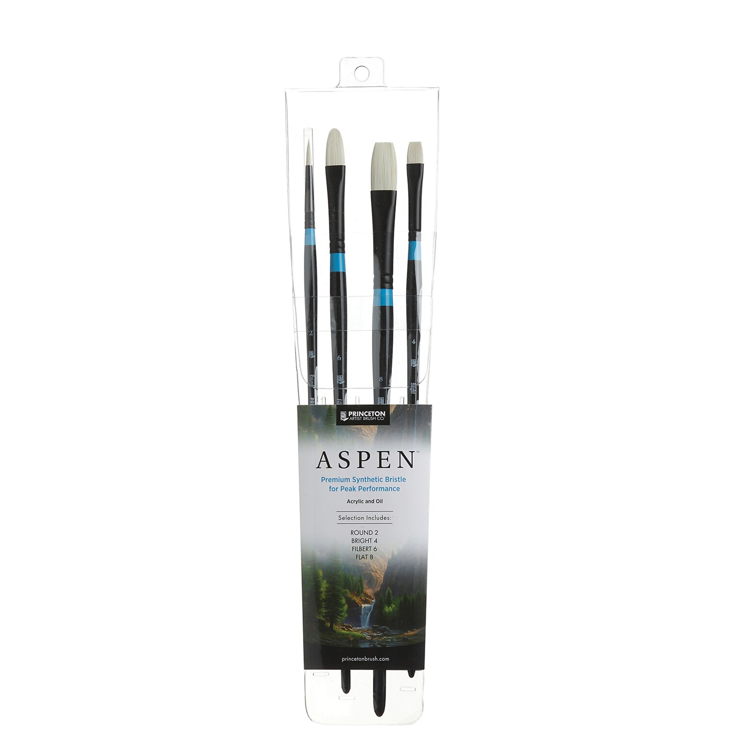 Princeton Aspen Oil and Acrylic Synthetic Variety Brush Set, 4/Pack (PBXP6500SET400)