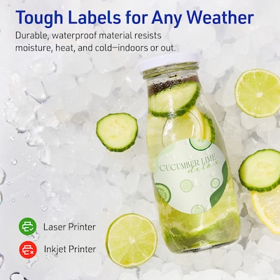 Avery Waterproof Round Laser Multipurpose Labels, 1.5" Dia., White, 200/Pack (19479399424)