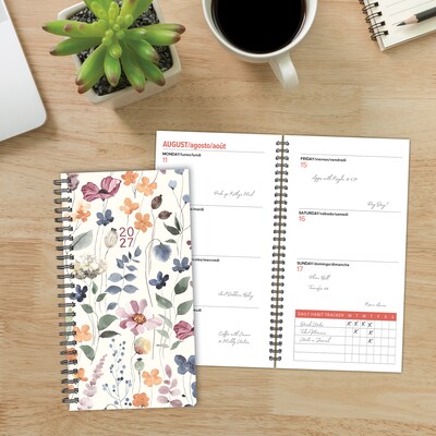 2027 Willow Creek Garden Botanical 3.5" x 6.5" Calendar Year Weekly & Monthly Standard Planner, Assorted Colors (67345)