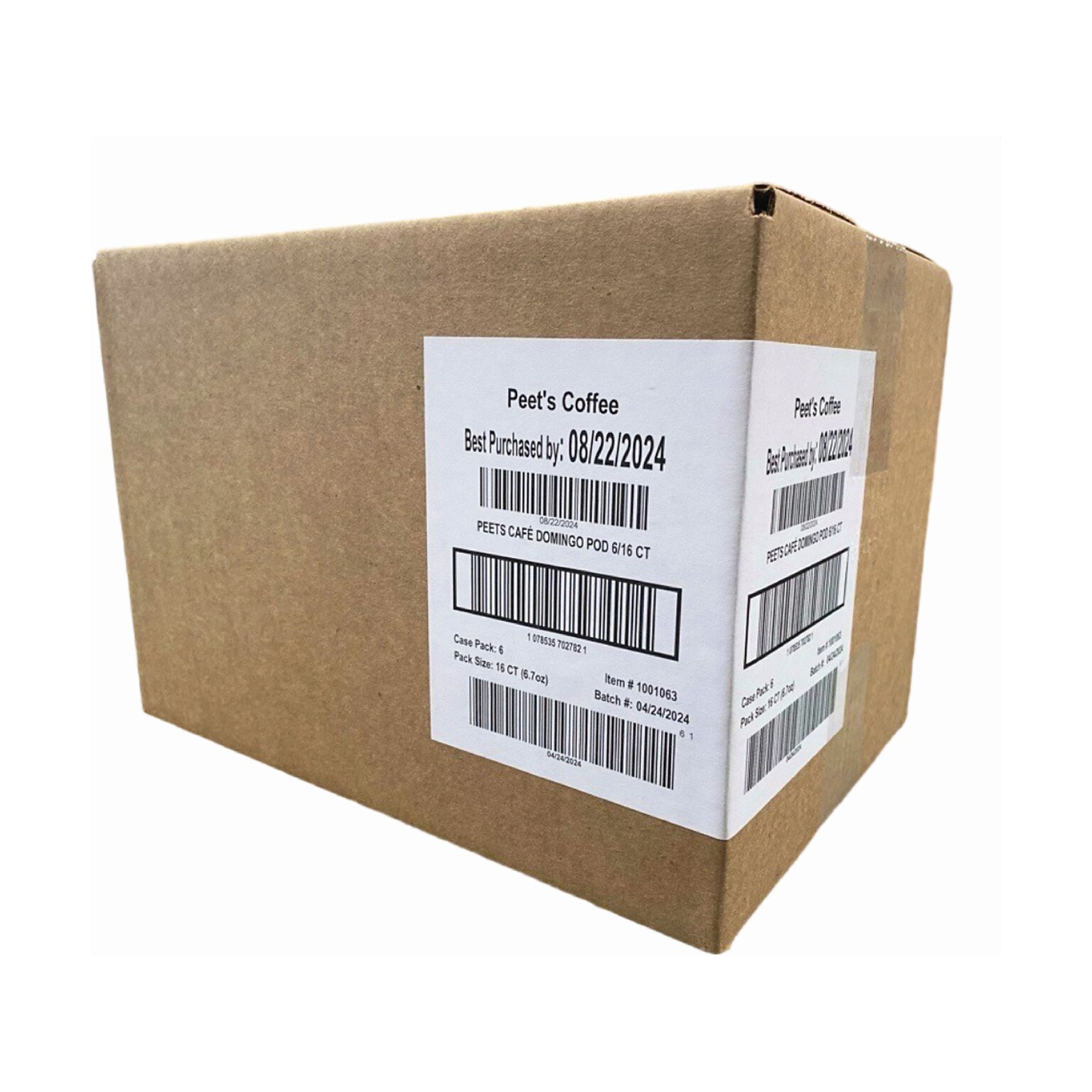 Peets Coffee Cafe Domingo Coffee Soft Pods, Medium Roast, 16/Box, 6 Boxes/Carton (1001063)