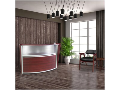 Regency Marque 72"W Curved Reception Desk Workstation, Mahogany (77310MH)