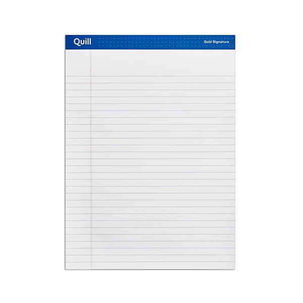 Quill Brand® Gold Signature Premium Series Legal Pad, 8-1/2 x 11, Wide Ruled, Assorted, 50 Sheets/Pad, 6 Pads/Pack (742412)