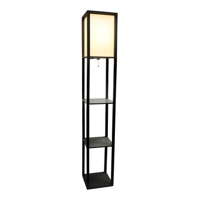 Simple Designs Etagere Organizer 62.5" Floor Lamp with Rectangular Shade, Black (LF1014-BLK-CCLB)