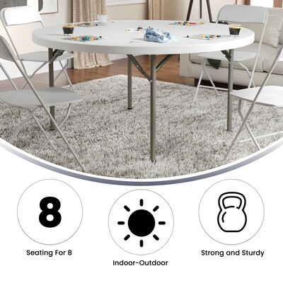 Flash Furniture Elon Folding Table, 59.75" x 59.75", Granite White (DADYCZ152RGW)