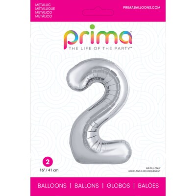 Party City (Air-Filled) 16 #2 Foil Balloon, Silver, 2/Pack (AM60050249-18)