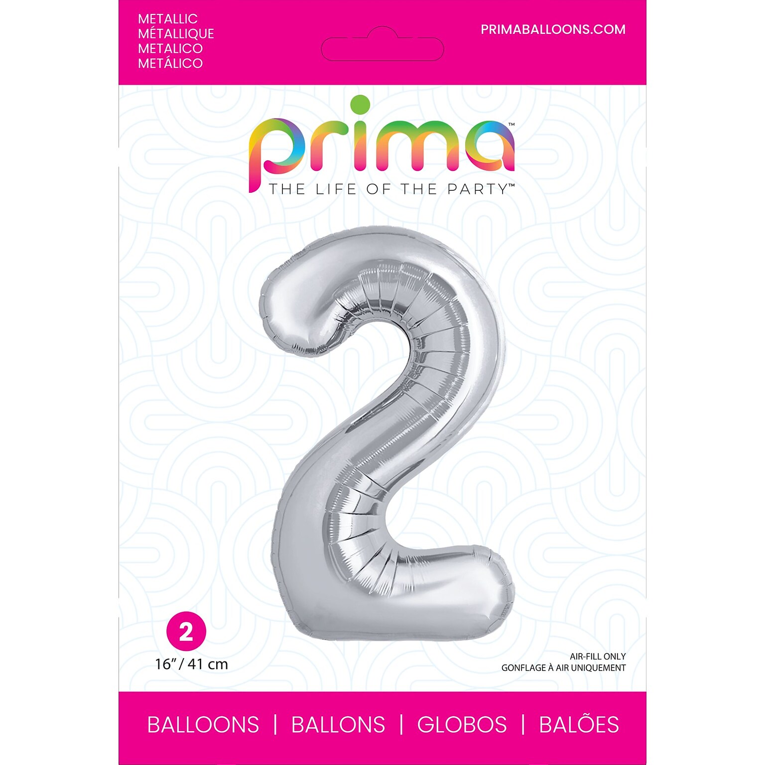 Party City (Air-Filled) 16 #2 Foil Balloon, Silver, 2/Pack (AM60050249-18)