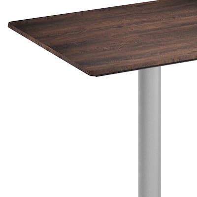 Flash Furniture Acadia Wooden Dining Table with X-Base, 23.75"D x 29.75"W, Dark Brown/Silver Base (ST2430WBRT2222S)