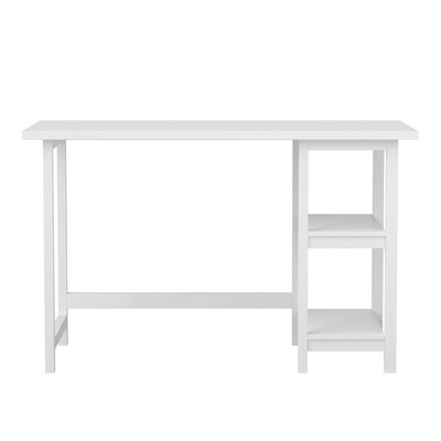 Martha Stewart Beckett 48"W Solid Wood Rectangular Home Office Trestle Desk, White Wood Grain (BLNFYHY1071WH)