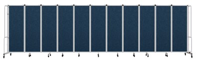 National Public Seating Robo Series 11-Panel Folding Mobile Room Divider, 72"H x 256"W, Blue Fabric (RDG6-11PT04)