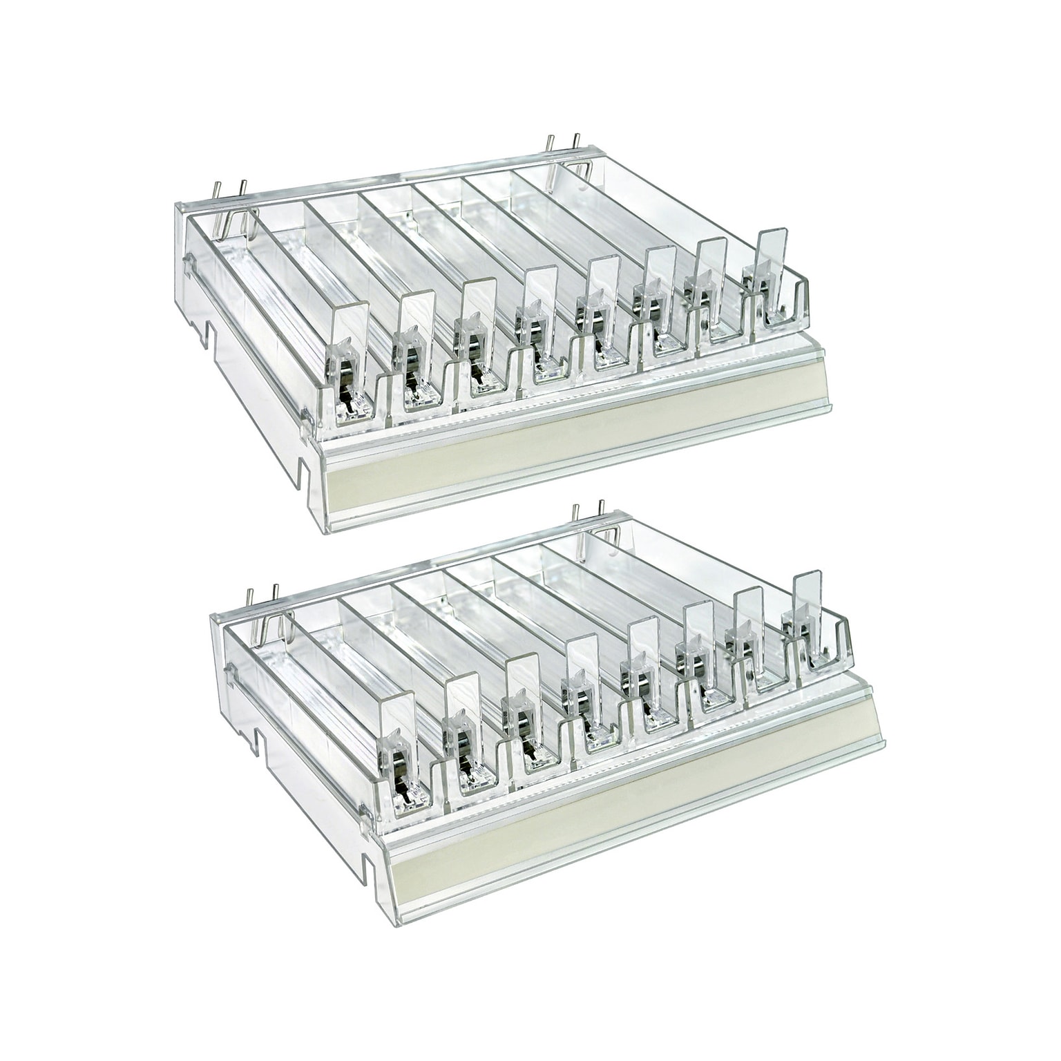 Azar 2.63 x 12 Pegboard 8-Compartment Cosmetic Tray, Clear, 2/Pack (225830-8COMP-CLR-2PK)