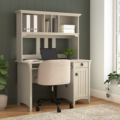 Bush Furniture Salinas 48"W Small Computer Desk with Hutch, Antique White (MY72208-03)