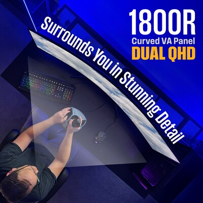 Westinghouse Ultrawide 49" Curved 120Hz LED AMD FreeSync Gaming Monitor, Built-In Speaker, Height Adjustable, Black (WC49BX6250)