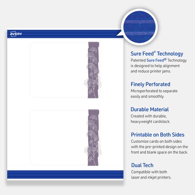 Avery Floral Design Matte Blank Card, White, 20/Pack (S00-F4Y)