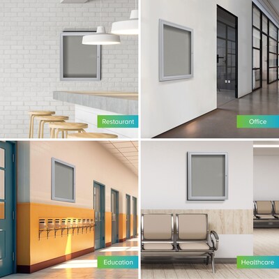 Ghent 3' H x 2' W Enclosed Vinyl Bulletin Board with Satin Frame, 1 Door, Silver (PA13624VX-193)