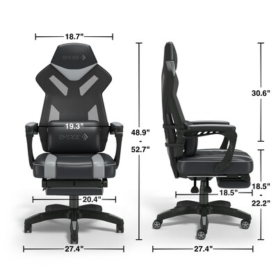 Staples Emerge Vomax Bonded Leather Ergonomic Gaming Chair, Black/White (61364)