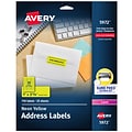 Avery Laser Address Labels, 1 x 2 5/8, Neon Yellow, 30 Labels/Sheet, 25 Sheets/Pack (5972)