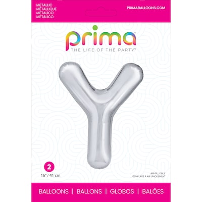 Party City (Air-Filled) 16 Y Foil Balloon, Silver, 2/Pack (AM60050285-18)