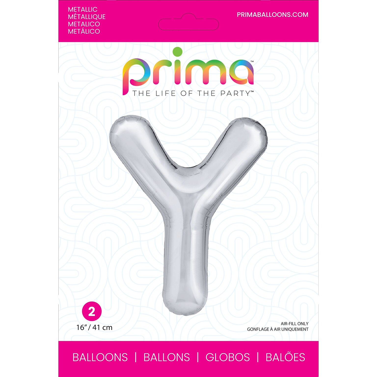 Party City (Air-Filled) 16 Y Foil Balloon, Silver, 2/Pack (AM60050285-18)