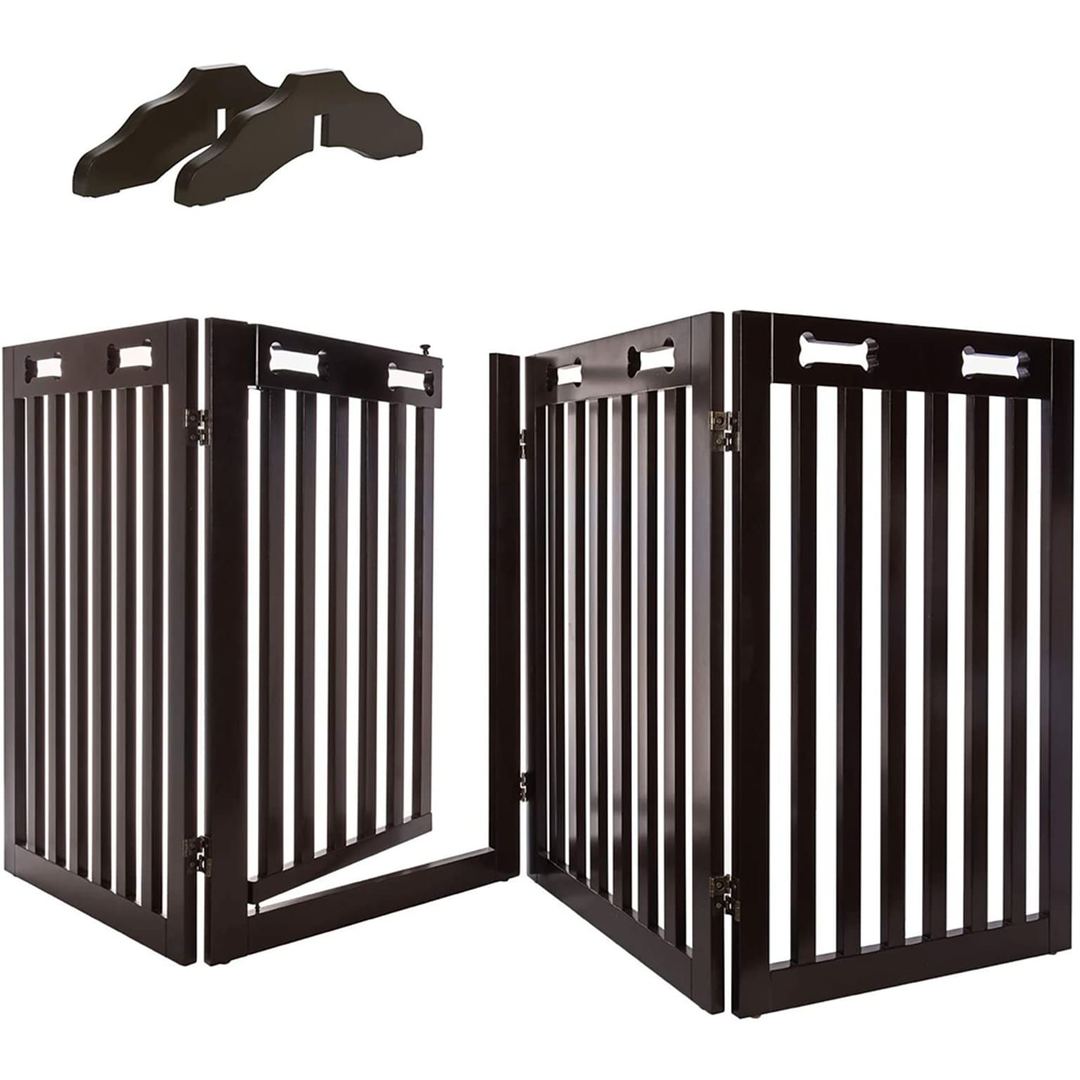 Arf Pets Freestanding 360° Foldable Dog Gate, 4-Panel Extension, 80W x 31.5H, Rich Espresso (APDGWD4P)