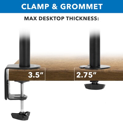 Mount-It! Triple Monitor Mount 3-Screen Desk Stand, Holds Up to 66 lbs., Black (MI-1753)