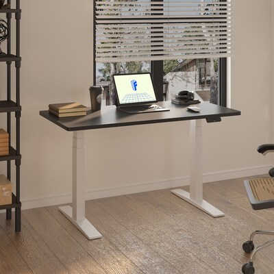 FlexiSpot E7COMMERCIAL 55''W Electric Adjustable Particle Board Standing Desk, Black/White (E7WCOM5528-B)