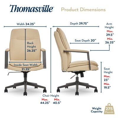 Thomasville Furniture Upton Ergonomic Bonded Leather Swivel Manager Chair, Cream (51421-CRM)