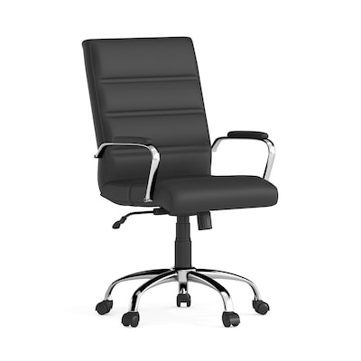 Flash Furniture Whitney Ergonomic LeatherSoft Swivel Mid-Back Executive Office Chair, Black/Chrome (