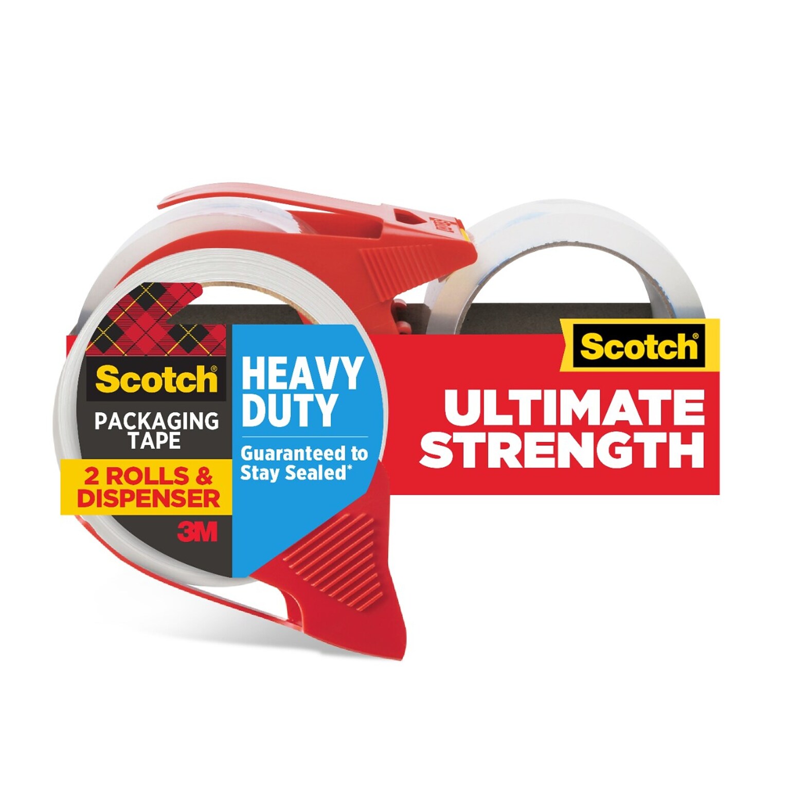 Scotch Heavy Duty Shipping Packaging Tape, 1.88 in x 38.2 yds., 2 Pack (3850S-21RD-3GC)