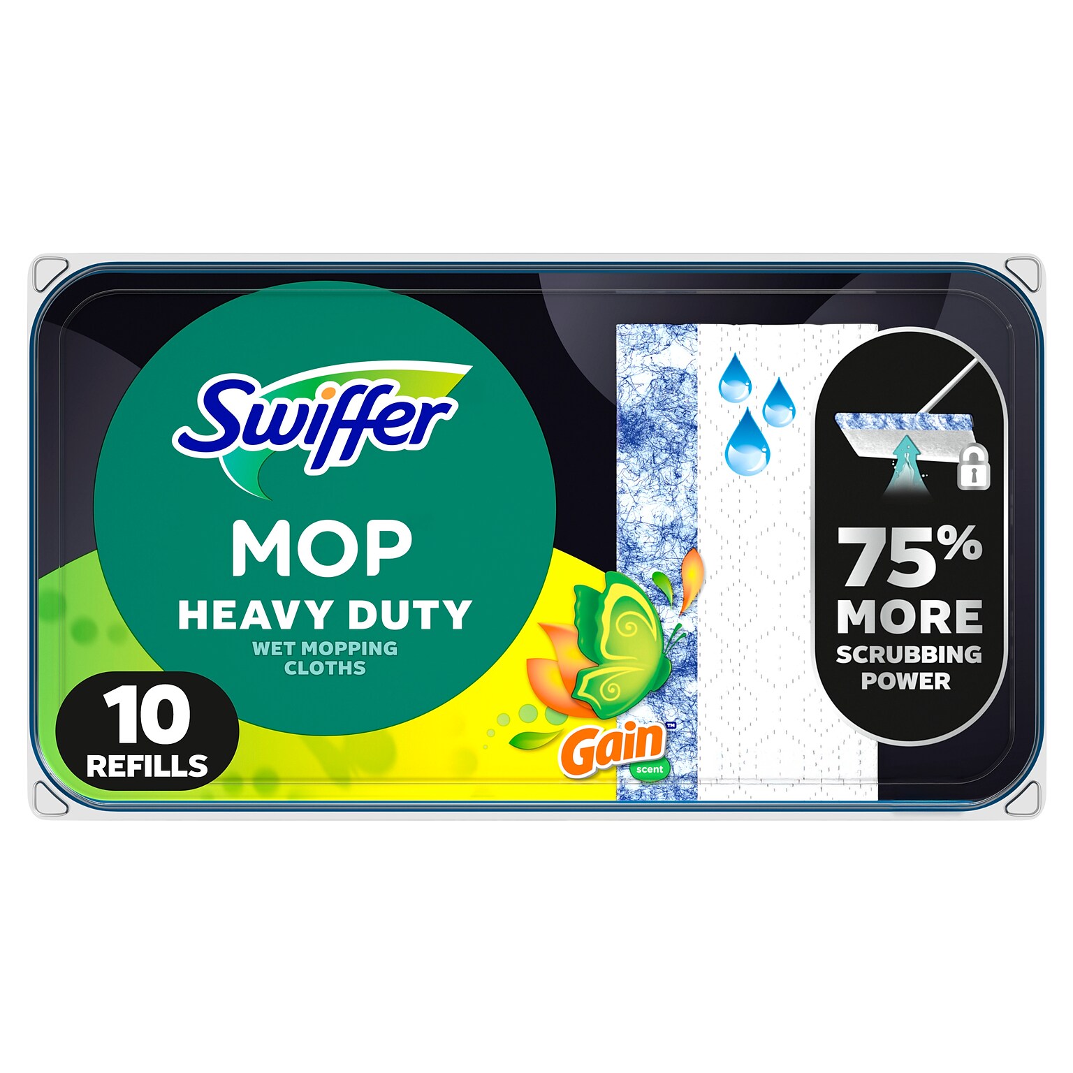 Swiffer Heavy-Duty Wet Cloths, Gain Scent, White, 10/Pack (76471)
