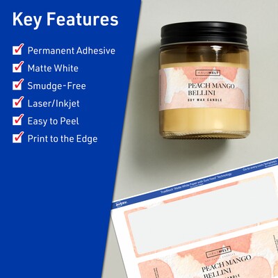 Avery TrueBlock Laser/Inkjet Rectangle Multipurpose Labels, 1 x 7, White, 400/Box (94225)