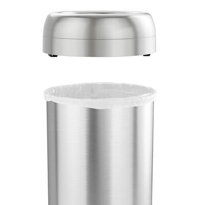 iTouchless 13 Gallon Round Open Top Kitchen Trash Can with Wheels, Silver