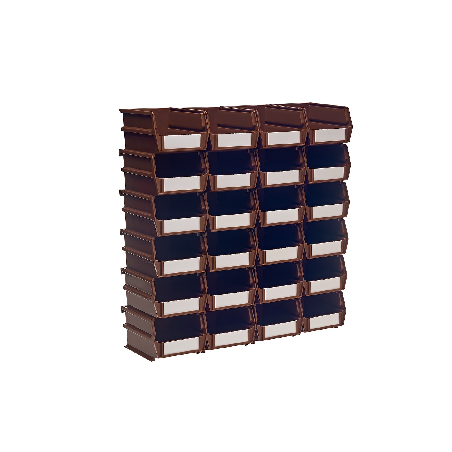 Triton Products LocBin Stackable Storage Bin, 3 x 4.12x 5.37, Brown, 24/Pack (3-210BR)