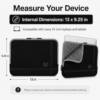 SumacLife 13 Microsuede Laptop Sleeve, Black/Gray (NbkLea679)