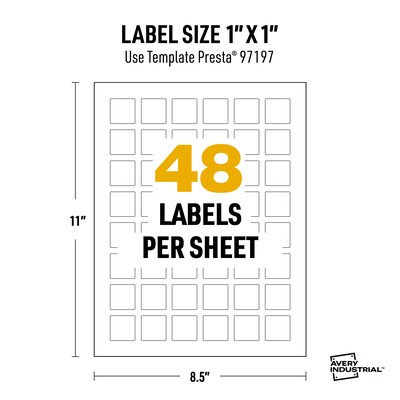 Avery LaserUltraDuty GHS Labels, 1" x 1", White, 1200 Labels/Pack (97197)